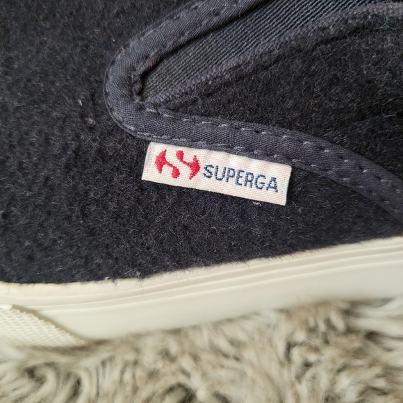 SUPERGA Slip On Platform 2314 Polywool Sneakers Navy Size 8 EU 39 - Picture 7 of 9
